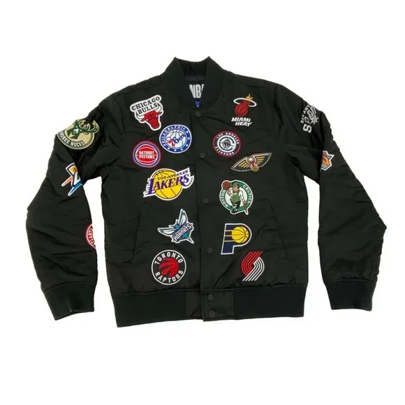 NBA | Men's Multi-Team Logo Bomber Jacket | Raptors | Black | Various Sizes *NEW - Picture 1 of 3